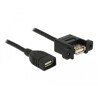 Przewód USB 2.0 typ A wtyk żeński na USB 2.0 typ A wtyk żeński do zabudowy panel. 1m Delock 85460