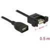 Przewód USB 2.0 typ A wtyk żeński na USB 2.0 typ A wtyk żeński do zabudowy panel. 50cm Delock 85459