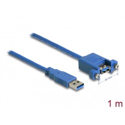 Przewód USB 3.0 typ A wtyk męski na USB 3.0 typ A wtyk żeński do zabudowy panel. 1m Delock 85112