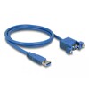 Przewód USB 3.0 typ A wtyk męski na USB 3.0 typ A wtyk żeński do zabudowy panel. 1m Delock 85112