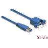 Przewód USB 3.0 typ A wtyk męski na USB 3.0 typ A wtyk żeński do zabudowy panel. 25cm Delock 86994