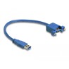 Przewód USB 3.0 typ A wtyk męski na USB 3.0 typ A wtyk żeński do zabudowy panel. 25cm Delock 86994
