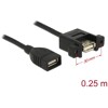 Przewód USB 2.0 typ A wtyk żeński na USB 2.0 typ A wtyk żeński do zabudowy panel. 25cm Delock 85105