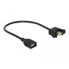Przewód USB 2.0 typ A wtyk żeński na USB 2.0 typ A wtyk żeński do zabudowy panel. 25cm Delock 85105