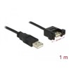 Przewód USB 2.0 typ A wtyk męski na USB 2.0 typ A wtyk żeński do zabudowy panel. 1m Delock 85106