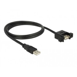 Przewód USB 2.0 typ A wtyk męski na USB 2.0 typ A wtyk żeński do zabudowy panel. 1m Delock 85106