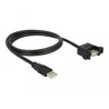 Przewód USB 2.0 typ A wtyk męski na USB 2.0 typ A wtyk żeński do zabudowy panel. 1m Delock 85106