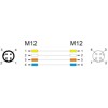 Przewód adapter M12 D-coded 4-pin męski-żeński PUR TPU 1m Delock 80406