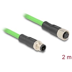 Przewód adapter M12 D-coded 4-pin męski-żeński PUR TPU 2m Delock 80407 Przewód adapter M12 D-coded 4-pin męski-żeński PUR TPU 2m Delock 80407