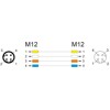 Przewód adapter M12 D-coded 4-pin męski-żeński PUR TPU 2m Delock 80407