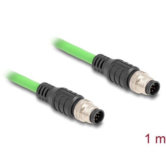 Przewód adapter M12 A-coded 8-pin męski-męski PUR TPU 1m Delock 80411