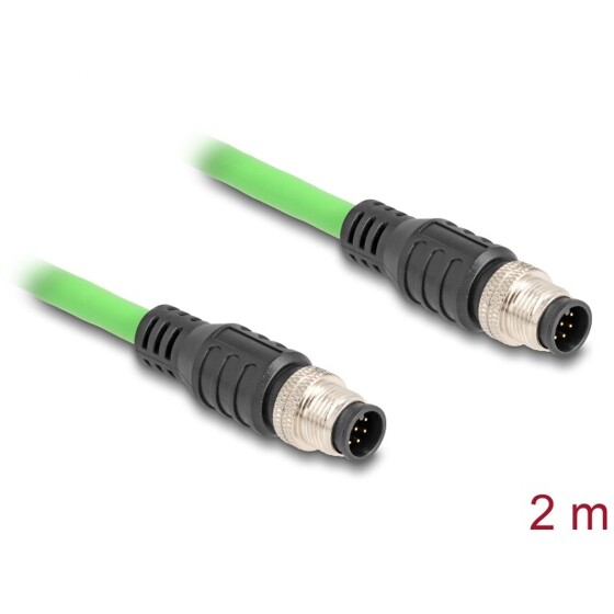 Przewód adapter M12 A-coded 8-pin męski-męski PUR TPU 2m Delock 80412