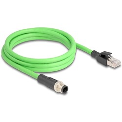 Przewód adapter M12 D-coded 4-pin męski-RJ45 męski PUR TPU 2m Delock 80427