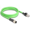 Przewód adapter M12 D-coded 4-pin męski-RJ45 męski PUR TPU 2m Delock 80427