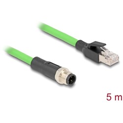 Przewód adapter M12 D-coded 4-pin męski-RJ45 męski PUR TPU 5m Delock 80429 Przewód adapter M12 D-coded 4-pin męski-RJ45 męski PUR TPU 5m Delock 80429
