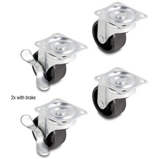 Zestaw kół jezdnych prowadzących Ø 50mm nośność do 90 kg 2x 2 sztuki Delock 66753