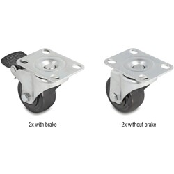 Zestaw kół jezdnych prowadzących wzmocnionych Ø 50mm nośność do 400 kg 2x 2 sztuki Delock 66754