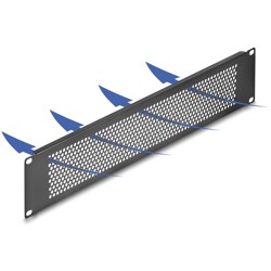 Panel zaślepiający 19" z okrągłymi otworami 2U czarny Delock 67036