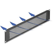 Panel zaślepiający 19" z okrągłymi otworami 2U czarny Delock 67036