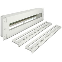 Pasek do zarządzania kablami 19" z pokrywą i szyną DIN 3U metalowy szary Delock 67196