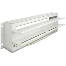 Pasek do zarządzania kablami 19" z pokrywą i szyną DIN 3U metalowy szary Delock 67196