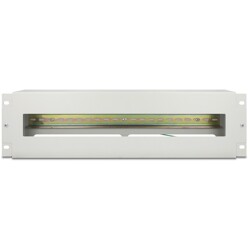 Pasek do zarządzania kablami 19" z pokrywą i szyną DIN 3U metalowy szary Delock 67196