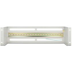 Pasek do zarządzania kablami 19" z pokrywą i szyną DIN 3U metalowy szary Delock 67196