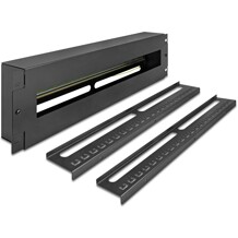 Pasek do zarządzania kablami 19" z pokrywą i szyną DIN 3U metalowy czarny Delock 67197