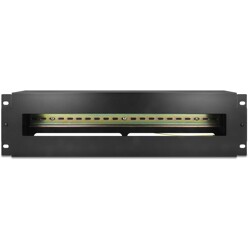 Pasek do zarządzania kablami 19" z pokrywą i szyną DIN 3U metalowy czarny Delock 67197