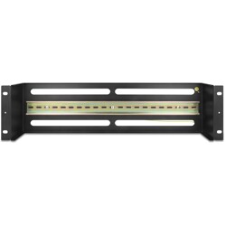 Pasek do zarządzania kablami 19" z pokrywą i szyną DIN 3U metalowy czarny Delock 67197
