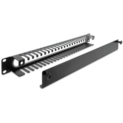 Panel do zarządzania kablami 19" z ochroną krawędzi 1U czarny Delock 67277