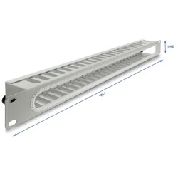 Panel do zarządzania kablami 19" z ochroną krawędzi 1U szary Delock 67278