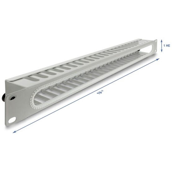 Panel do zarządzania kablami 19" z ochroną krawędzi 1U szary Delock 67278