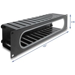 Panel do zarządzania kablami 19" z ochroną krawędzi 2U czarny Delock 67279