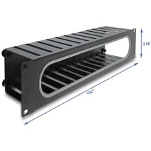 Panel do zarządzania kablami 19" z ochroną krawędzi 2U czarny Delock 67279