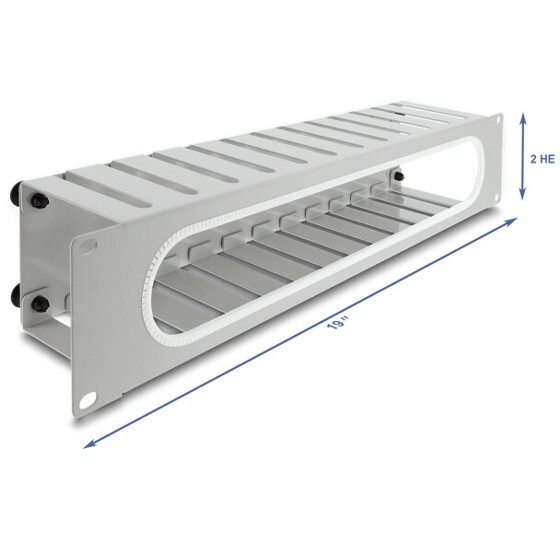 Panel do zarządzania kablami 19" z ochroną krawędzi 2U szary Delock 67280