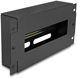 Listwa wyłącznikowa 10" z pokrywą i szyną DIN 3U metaliczna czarna Delock 67320