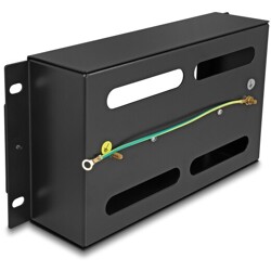 Listwa wyłącznikowa 10" z pokrywą i szyną DIN 3U metaliczna czarna Delock 67320