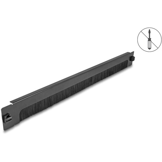 Listwa szczotkowa 19" do porządkowania kabli dolna beznarzędziowa 1U czarna Delock 90629
