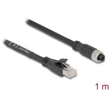 Przewód adapter IP67 M12 X-coded 8-pin żeński - RJ45 Cat.5e męski czarny 1m Delock 80589