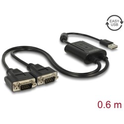 Adapter USB 2.0 do 2x COM RS-232 Delock 63950