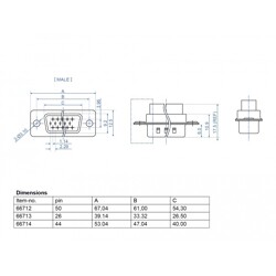 Złącze D-Sub HD 44-pin. męskie wciskane metalowe 2 szt. Delock 66714
