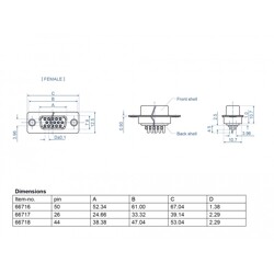 Złącze D-Sub HD 26-pin. żeńskie metalowe do lutowania 4 szt. Delock 66717