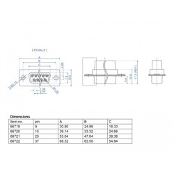 Złącze D-Sub 15-pin. żeńskie wciskane metalowe 4 szt. Delock 66720