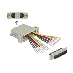 Złącze zaciskowe męskie D-Sub HD 44-pin. do 2x RJ45 żeńskie do montażu beżowe Delock 66835