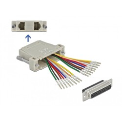 Złącze zaciskowe żeńskie D-Sub HD 44-pin. do 2x RJ45 żeńskie do montażu beżowe Delock 66836