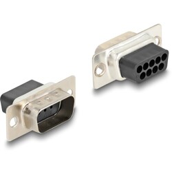 Adapter D-Sub 9-pin. męski do RJ12 żeński do montażu czarny Delock 67072