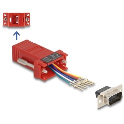Adapter D-Sub 9-pin. męski do RJ12 żeński do montażu czerwony Delock 67074