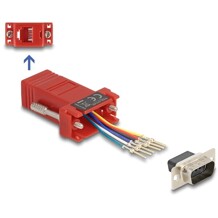 Adapter D-Sub 9-pin. męski do RJ12 żeński do montażu czerwony Delock 67074