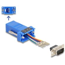 Adapter D-Sub 9-pin. męski do RJ12 żeński do montażu niebieski Delock 67075